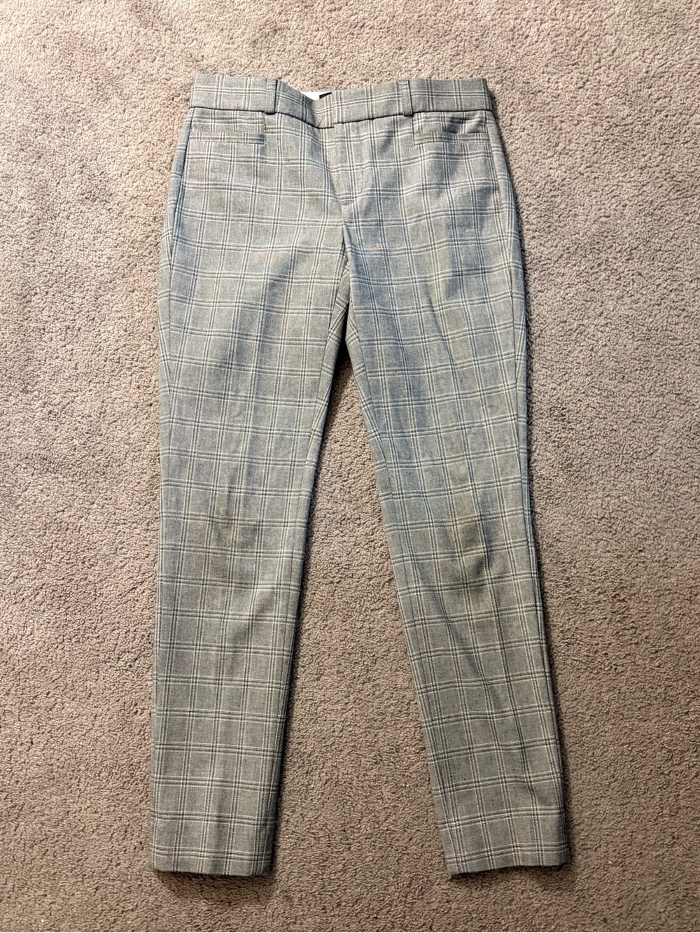 Banana Republic Plaid Straight-Leg Pants - Gray